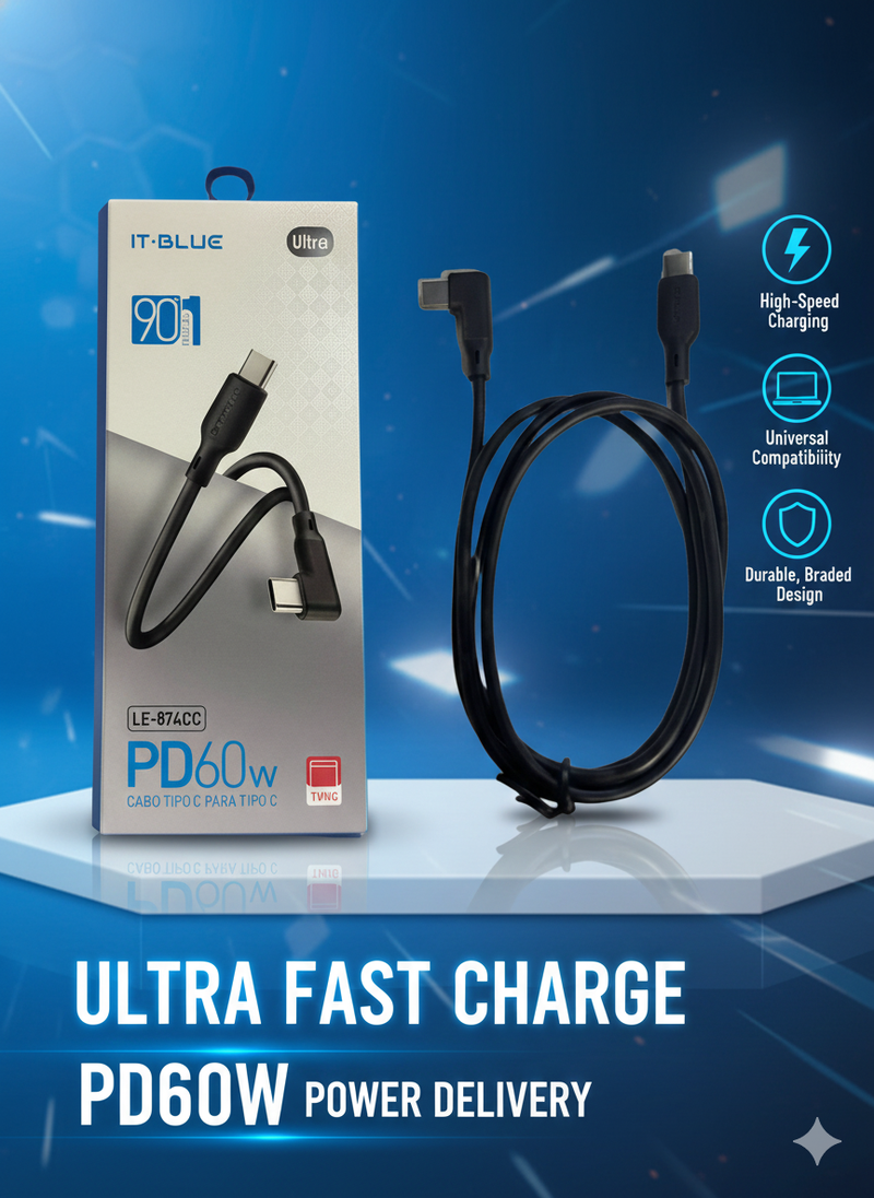 CABO DE DADOS 90 GRAUS TIPO PARA TIPO C LE-874CC