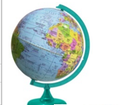 GLOBO POLITICO COM BASE VERDE TURQUESA 30CM