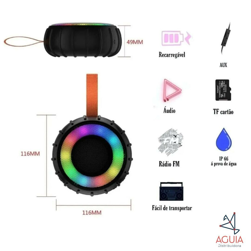 CAIXA DE SOM PORTATIL C/LED V8 GP999