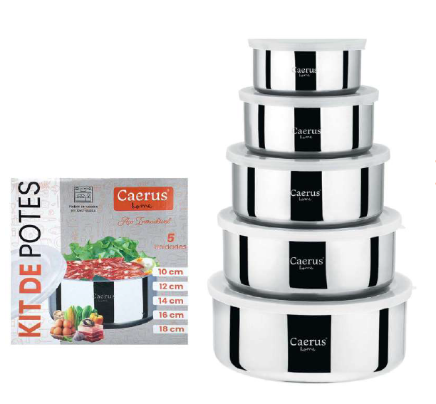 KIT DE 5 POTES INOX C/ TAMPA CRS-2570