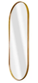 E0014 ESPELHO OVAL C/BORDA DE COURO